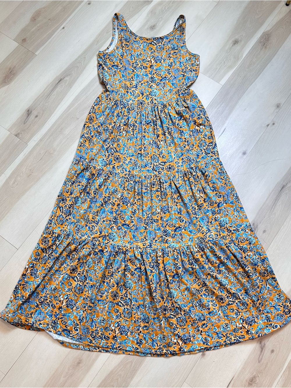 Peruvian Connection sleeveless tiered maxi dress Sz M cottage-core ruffled skirt - Picture 5 of 10